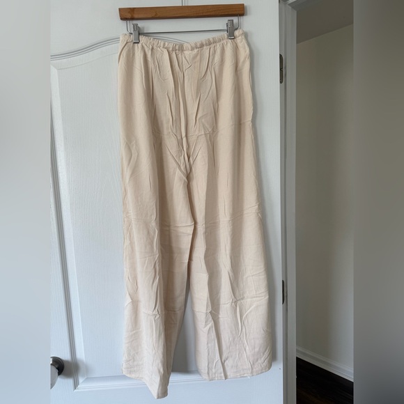 NWT - Cream Cotton/Linen Wideleg Pants - Size Medium - Picture 2 of 7